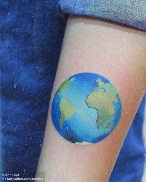 By Ann Lilya, done at Good Sign Tattoo, Minsk.... small;astronomy;planet;watercolor;tiny;ifttt;little;annlilya;earth;inner forearm