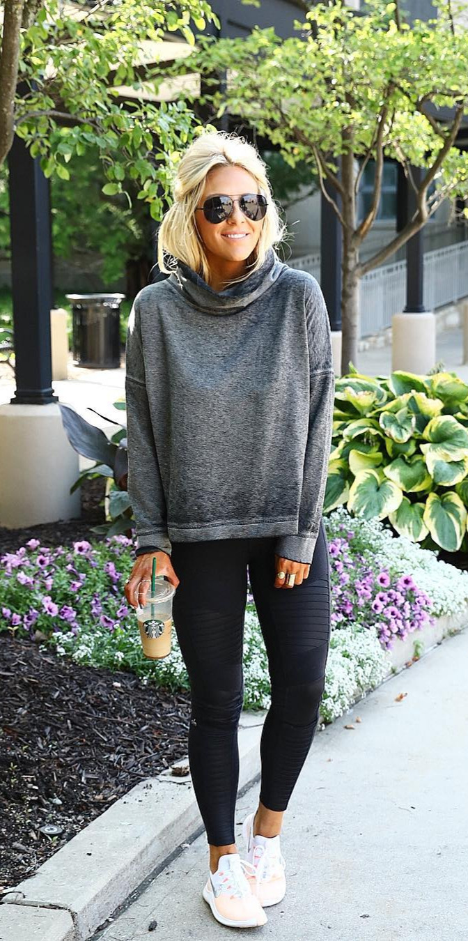 50+ Cozy Outfit Ideas You Need - #Cute, #Girl, #Picoftheday, #Fashionista, #Streetwear My kinda weekend ready look this burnout is sooo good you guys ... I was so happy to see it back in stock after being sold out in this color for forever!!! I also linked my exact leggings and my exact sneakers Shop it all by following me on the  App Or click on the link in my bio and then click on the pic you want to shop:  