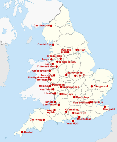 Welsh names for English towns and cities ... - Maps on the Web