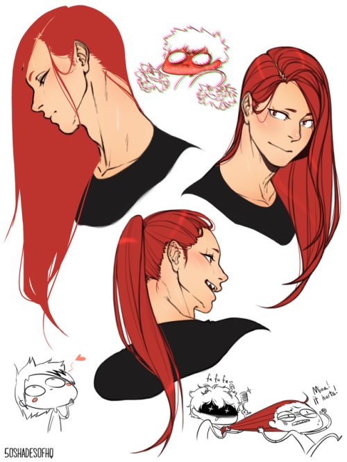 50shadesofhq:I tried to draw Kirishima with long hair and he’s...