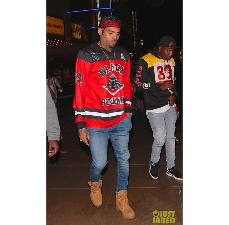 chris brown wearing timberland boots