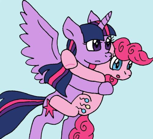 carlycmarathecat:Twilight carrying Pinkie