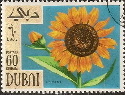 stamp-it-to-me:two 1968 Dubai stamps from a series on flowers