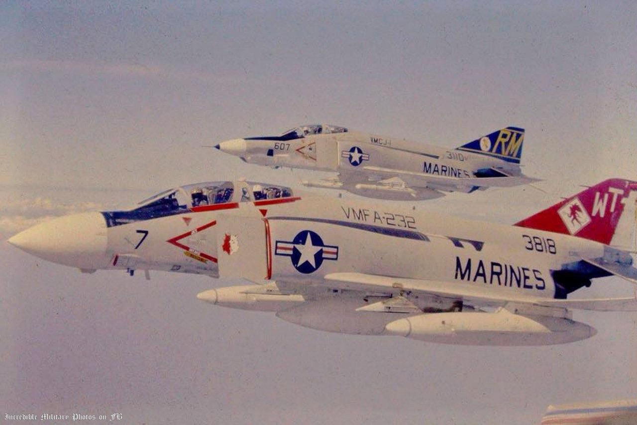 Military Aircraft — USMC VMFA-232 F-4J and VMCJ-1 RF-4B