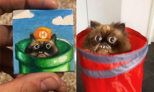 I painted the cat goomba from yesterday’s front page on a...