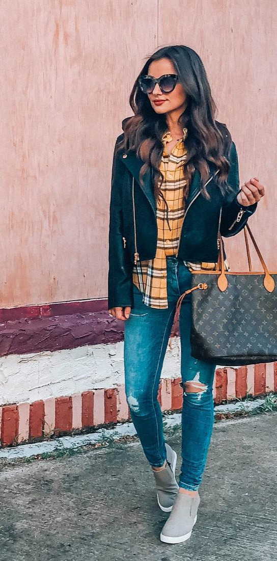 10+ Gorgeous Outfits You Must See - #Stylish, #Girls, #Outfitoftheday, #Good, #Perfect An , nsale outfit that100% mom approved! This plaid shirt comes in several colors and is great for just throwing on when on the go, or layering with a jacket or cardigan. On sale for $31.90 orig $50! These wedge sneakers are sooo comfy and perfect for chasing around my kids. (Come in three colors) OH, and this jacket (my favorite purchase from the sale) has a detachable hood! Shop this look using the  app, and make sure to  for daily , nsale favorites reviews I wonbe posting here. (Link in bio) , liketkit 