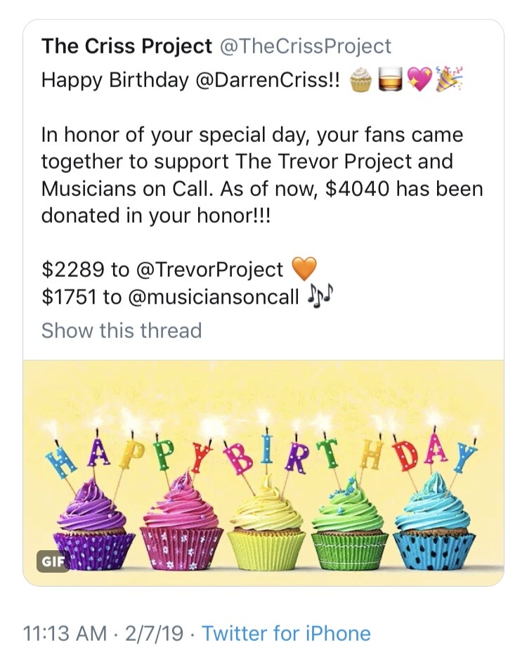1 - Darren Appreciation Thread:  General News about Darren for 2019 - Page 2 Tumblr_pmkdk4YTFC1tz53qh_1280