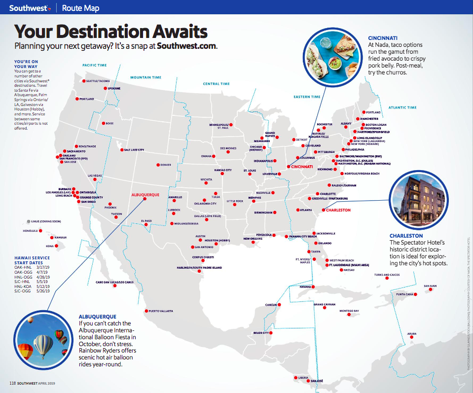 southwest airlines route map from denver