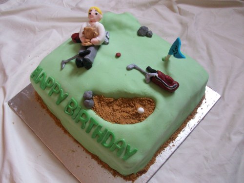 Golf Cake. The cake is a vanilla sponge filled with raspberry...