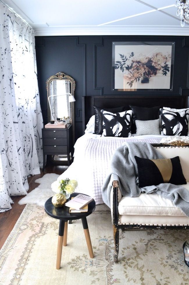 Dramatic black bedroom