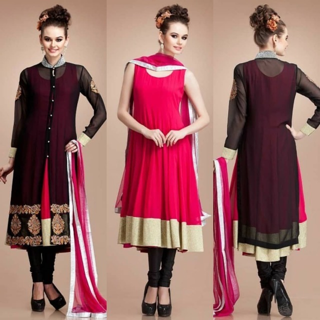 Andaaz Fashion - Partywear Rani With Black Anarkali Suit 