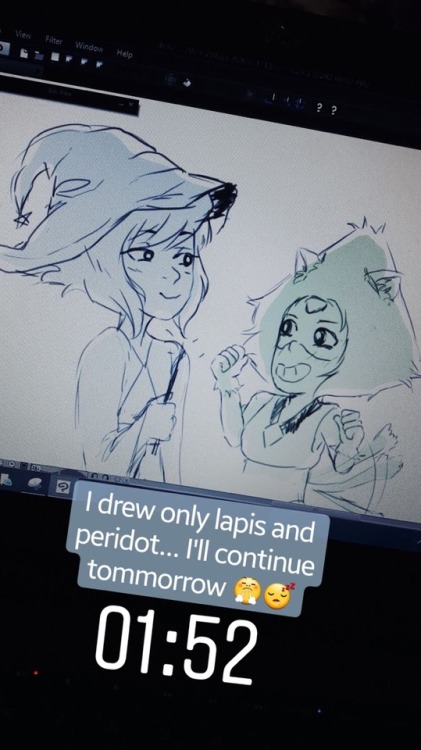 Peridot and lapis drawing from last year’s halloween that I...