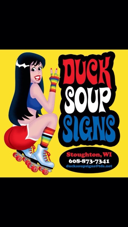 70s themed promo decal I did for my sign shop-Duck Soup Signs....