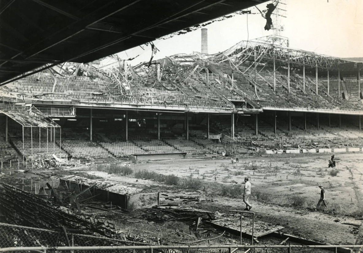 Ruins of Connie Mack Stadium after a fire (1971) - Vintage Sports Pictures