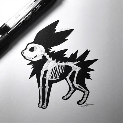 retrogamingblog:Eeveelution Skeleton Drawings made by...