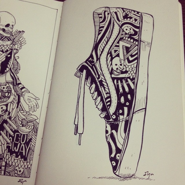 Zombiemanwolf Doodling On Vans Doodle Drawing