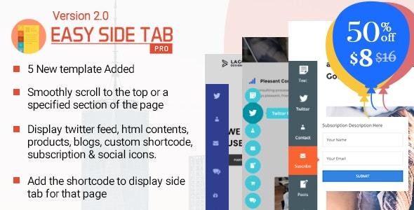 Easy Side Tab Pro v2.0.1 - Responsive Floating Tab Plugin For Wordpress Nulled