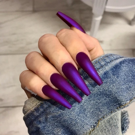 matte purple nails