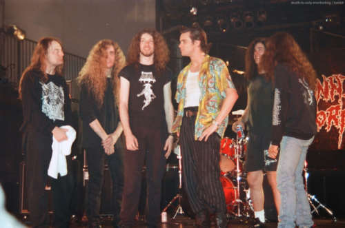 death-is-only-everlasting:Cannibal Corpse on set of “Ace...