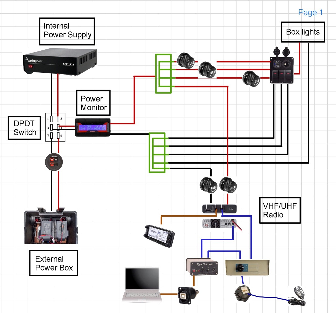 Amateur “Ham” Radio Go-Kit — Final wiring diagram.