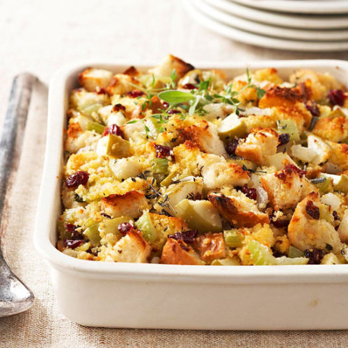 Cranberry-Apple Corn Bread Stuffing: Cranberries and apples add fresh flavor to this Thanksgiving staple.