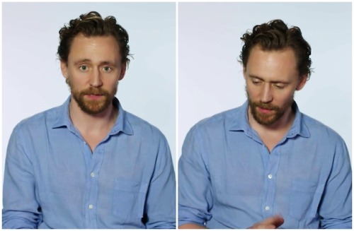 lolawashere:Tom Hiddleston, blue shirt, ginger beard,...