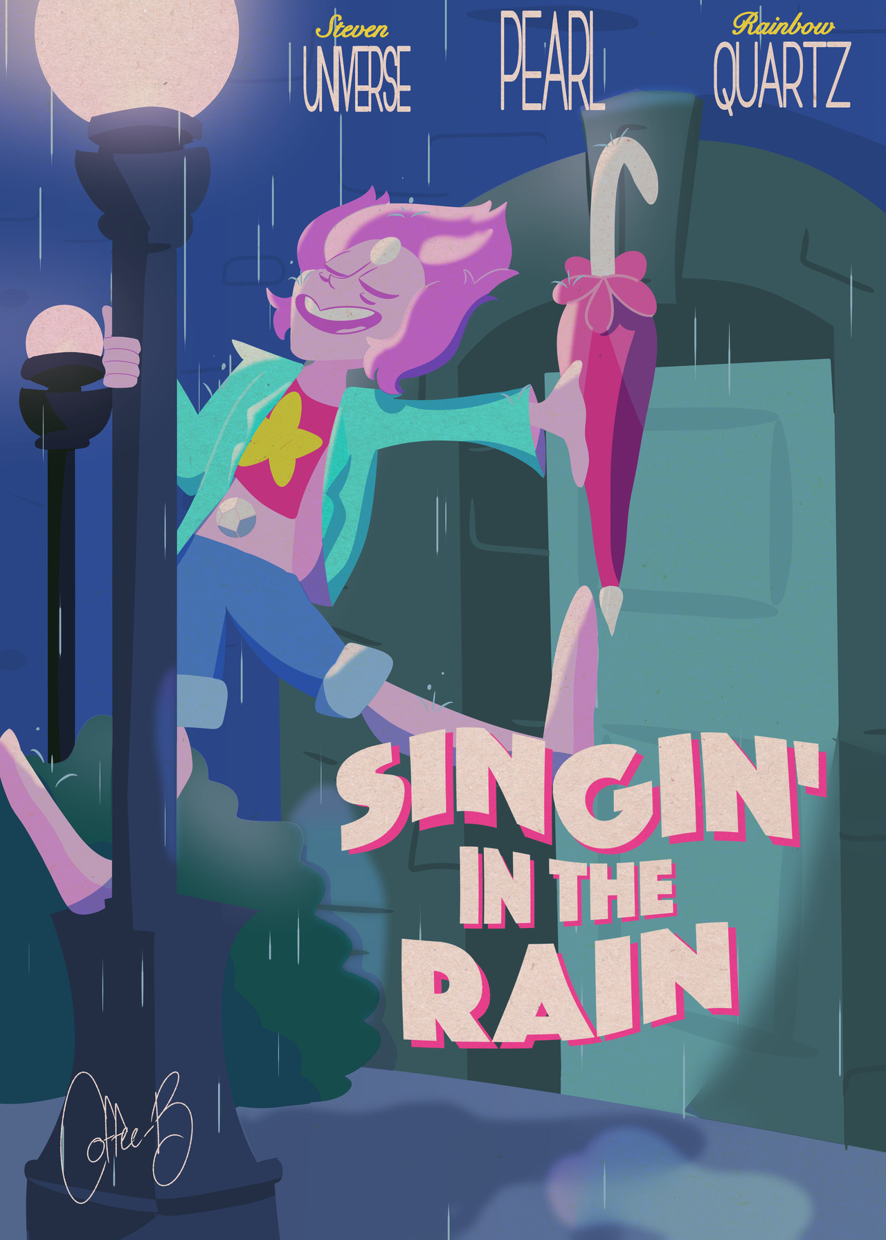 a rainbow quartz based on the old poster for singin’ in the rain!!!