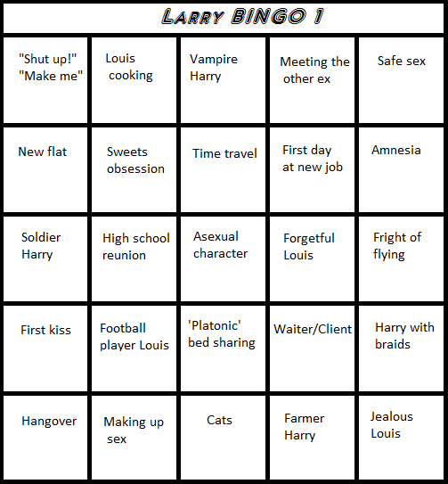 Larry Fanfiction Ideas Larry Fic Bingo