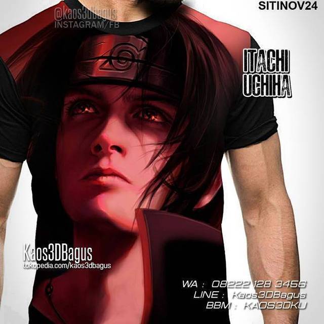  Kaos 3D Bagus   Kaos  NARUTO ITACHI UCHIHA Kaos  ANIME 