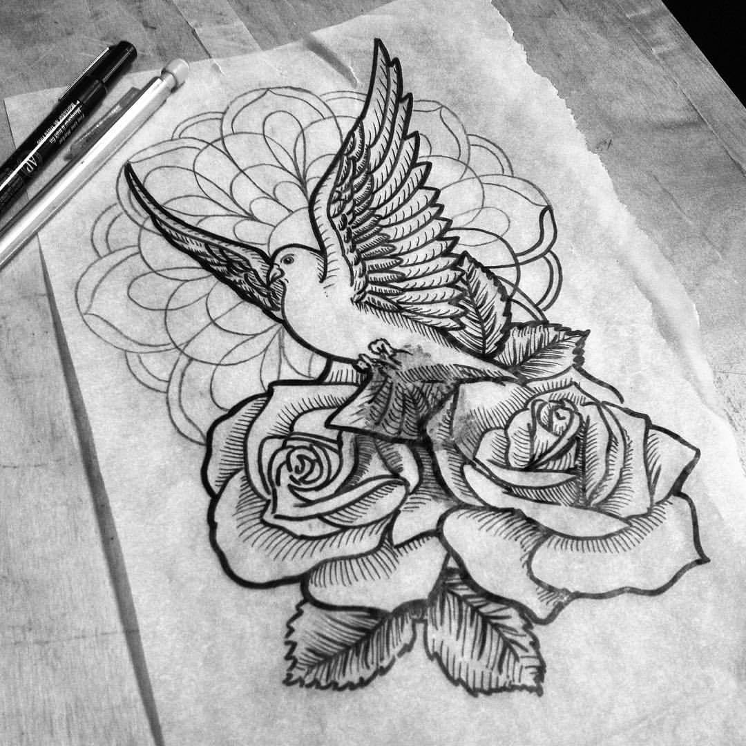 El Inmigrante Tattoo & Illustration — DOVE & ROSES [Started to work