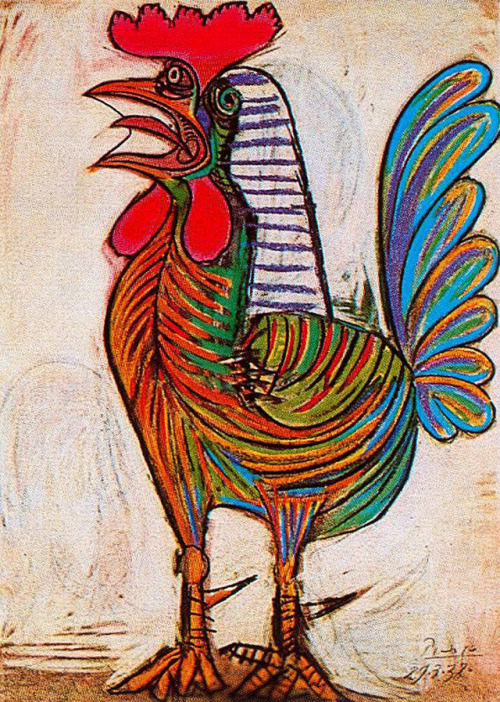 artist-picasso:A rooster, Pablo PicassoMedium:...