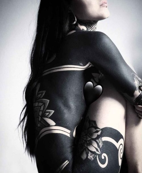 dubuddha-tattoo:Girl Blackwork Tattoo | Best Tattoo Ideas...