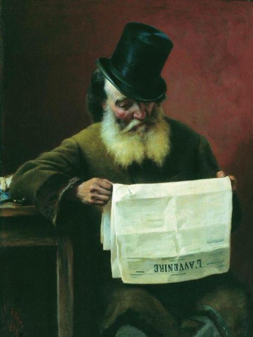 artist-bronnikov:Reading the newspaper, Fyodor Bronnikov