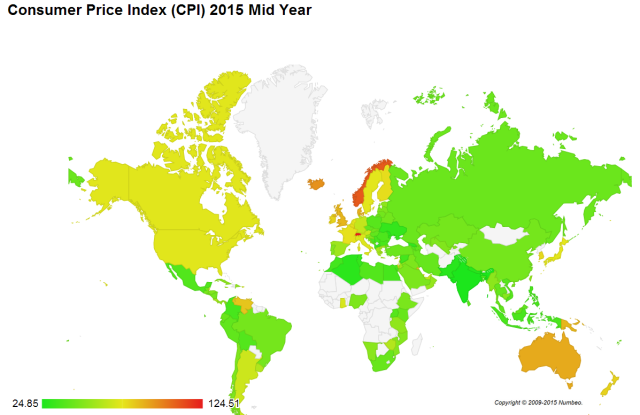 Consumer Price Index 2015 Mid Year. - Maps On The Web