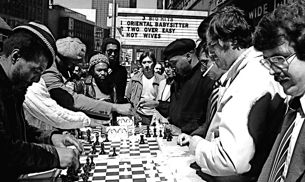 Porn Chess - NYC Nostalgia â€” Chess with a porn backdrop on Times Square