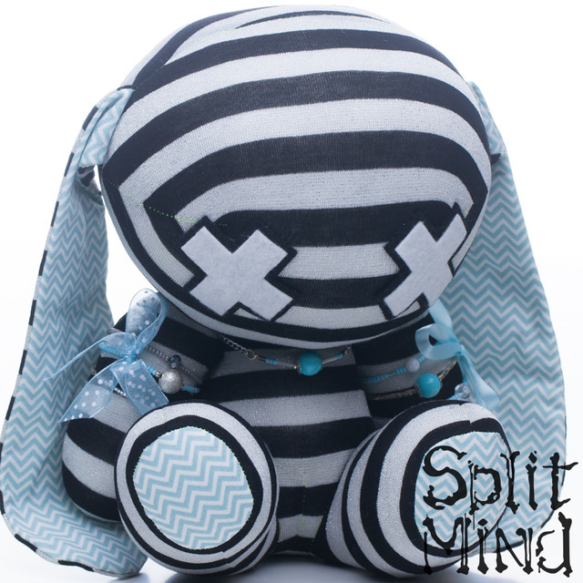 Split Mind Plush — I had a little bit of this black and silver banded...