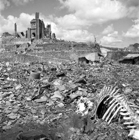 congenitaldisease:A photograph of the ruins of Nagaski, one...