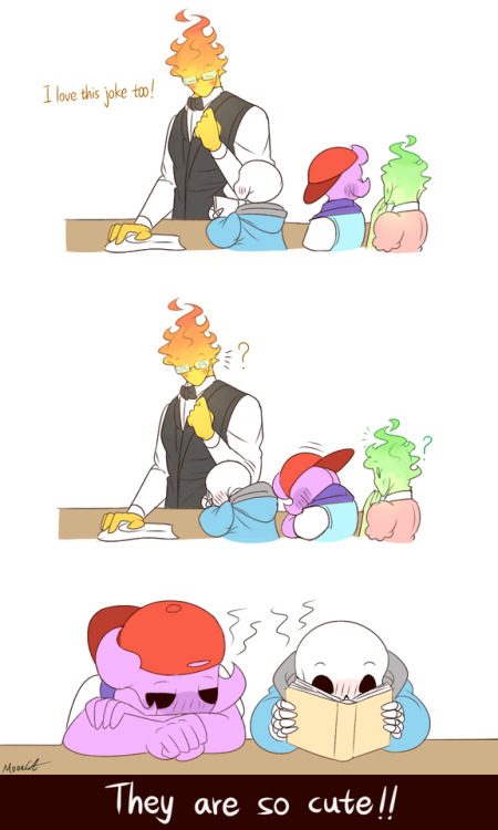 mooncatyao:[Fire exit] Grillby & little SansThis is why...