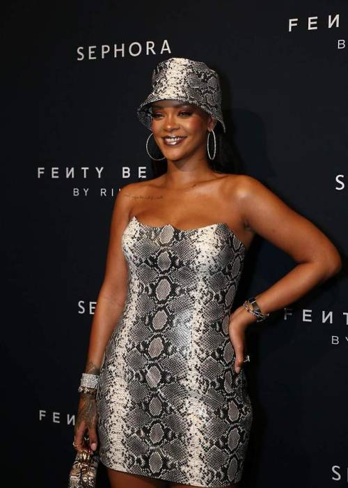 Rihanna at a Fenty Beauty launch event