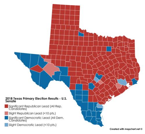 2018 Texas Primary Results For U.S.... - Maps On The Web