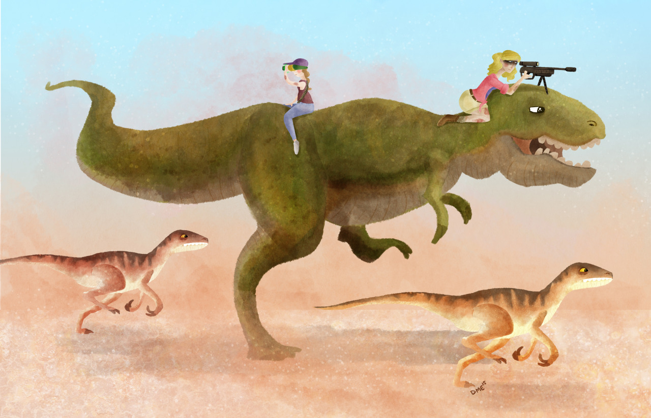 steve spielberg post with dinosaur