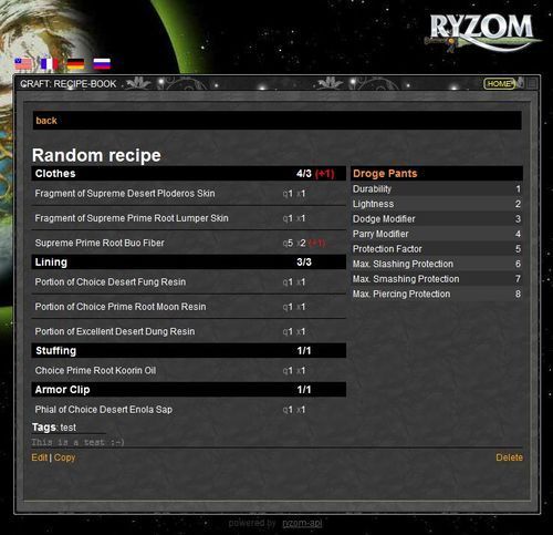 ryzom generic craft plans