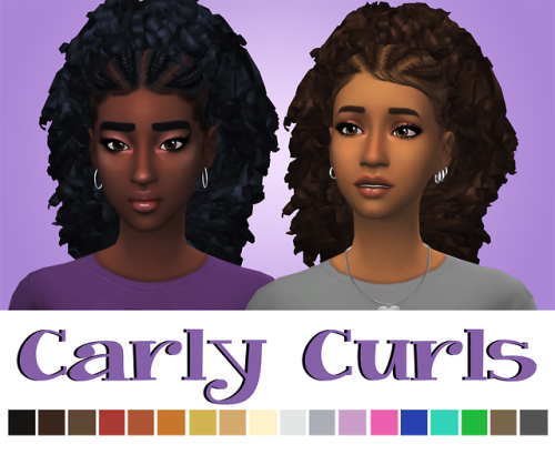 Carly Curls
Hey, Y'all I got several requests to make this hair from an edit I did in one of my lookbooks. I hope you all like it!!😄💜 A very special shoutout to the talented and amazing @shespeakssimlish for letting me use the base from her Carli...