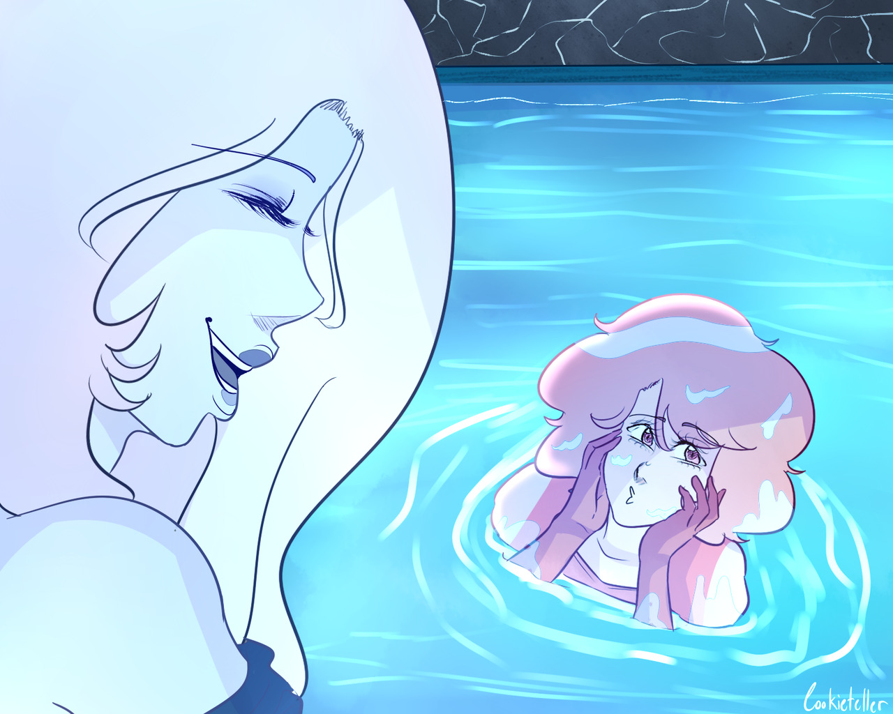 Pink Diamond making her other fellow Diamonds laugh except for White cuz she be mysterious af