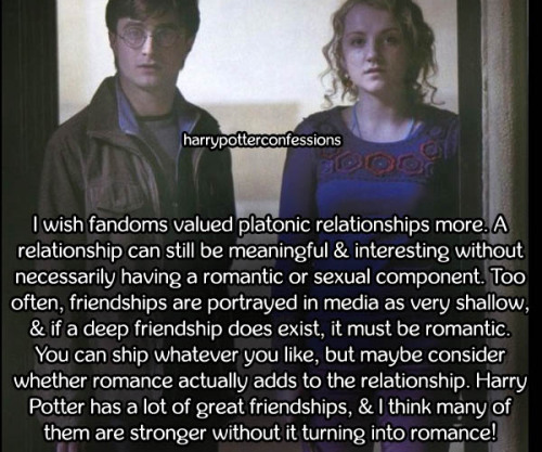 headcanonsandmore:harrypotterconfessions:I wish fandoms valued...