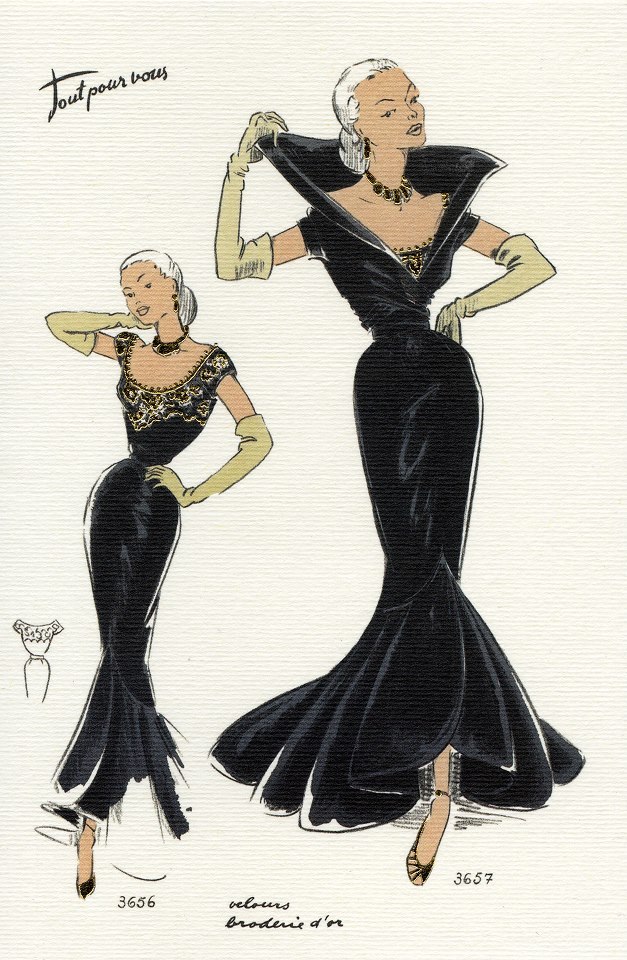 my vintage vogue (1950's Fashion Illustrations)