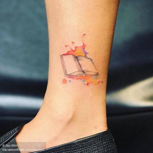 By Jay Shin, done at Black Fish Tattoo, Manhattan.... jayshin;small;writer;ankle;facebook;twitter;profession;book;other;illustrative