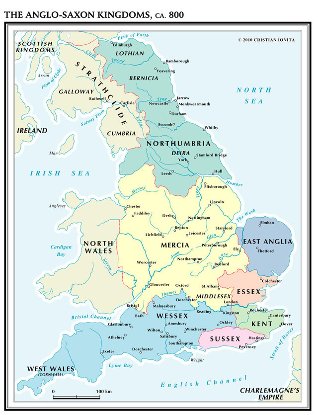 The Anglo-Saxon Kingdoms, circa. 800. - Maps on the Web