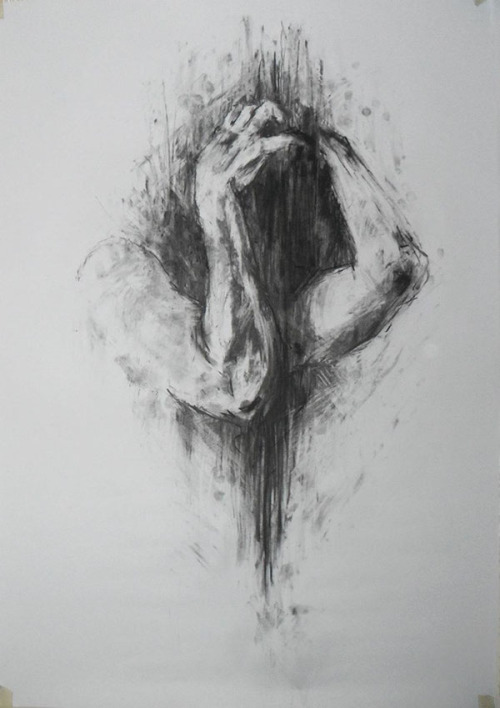 rexisky:Anxious Apprehension (Each one 23.3 x 33.1, Charcoal on...