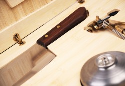 Loving this minimalist cutting board knife stove Loving this minimalist cutting board knife stove